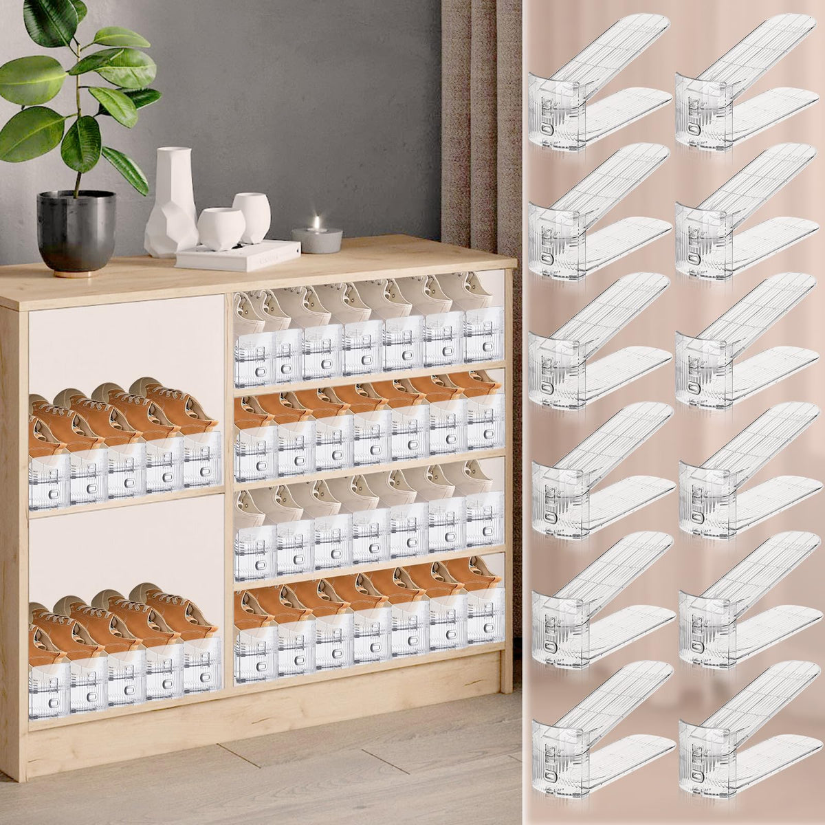 FENRUNXU transparent-shoe-slot-organizer fits any closet decor.