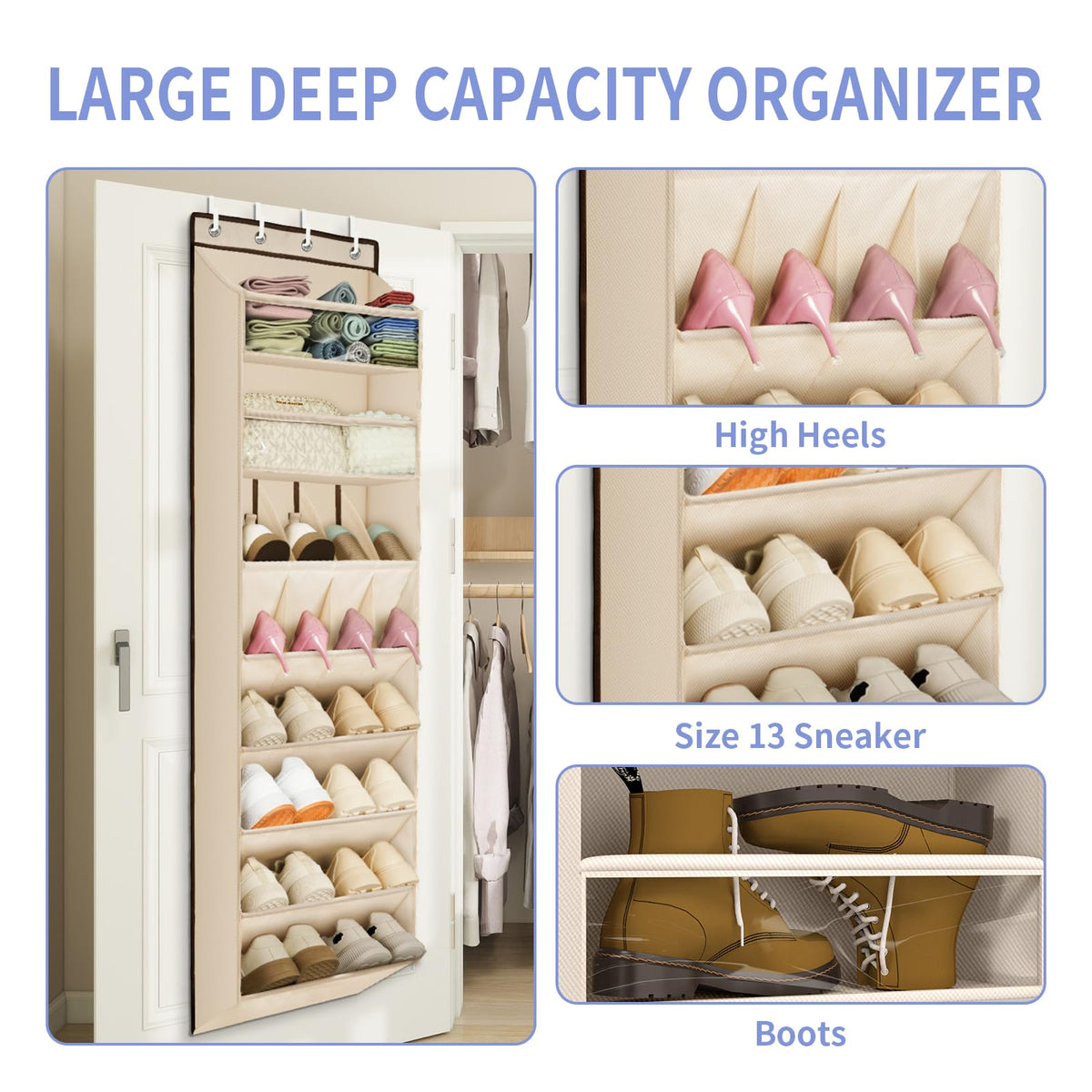 FENTEC deep pockets with 9-inch depth for large shoes and boots