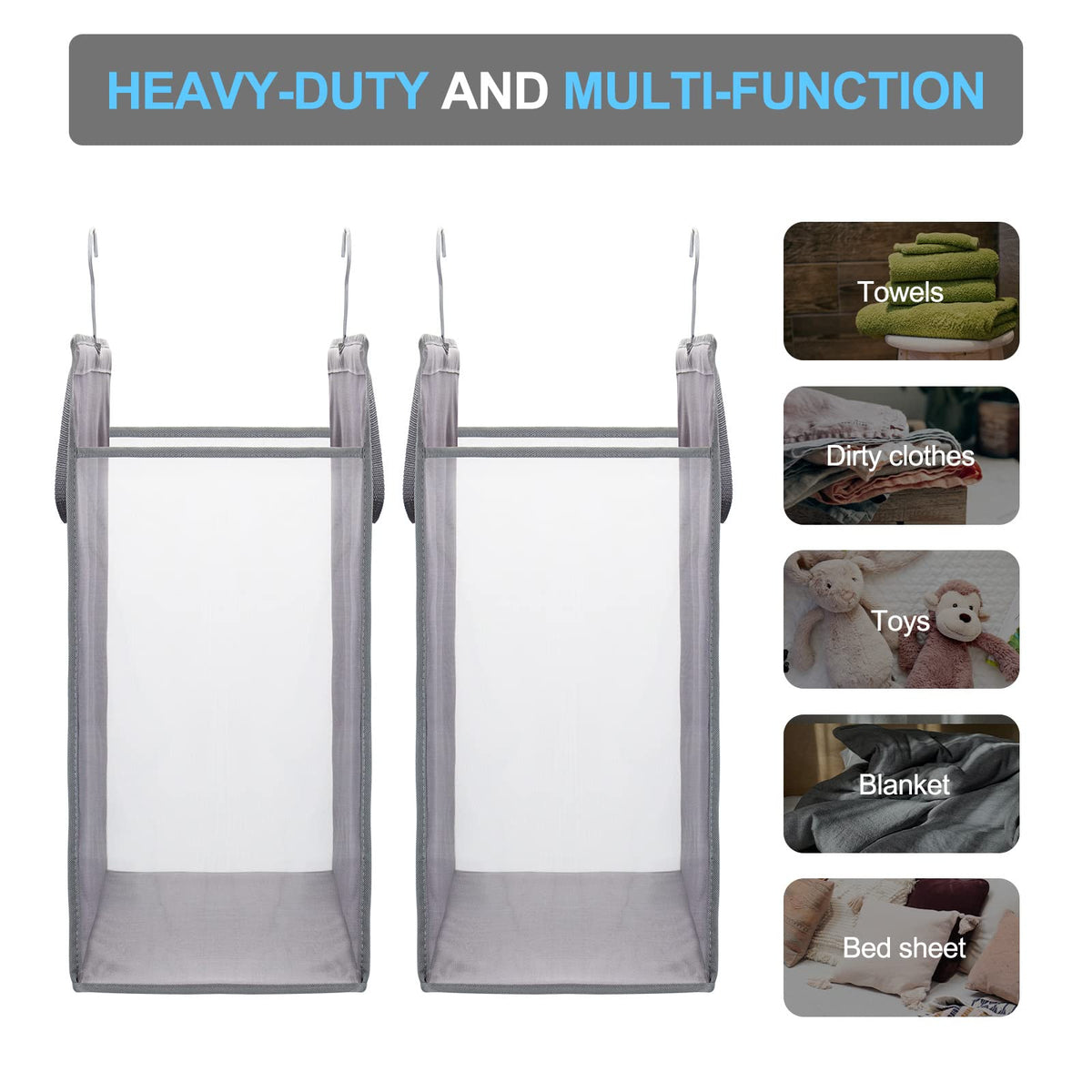 FENTEC hanging laundry hamper with clothes inside demonstrates versatile storage