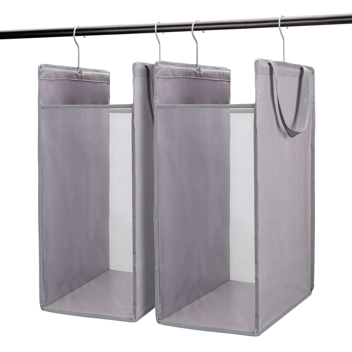 FENTEC hanging laundry hamper collapsed for compact storage in small spaces
