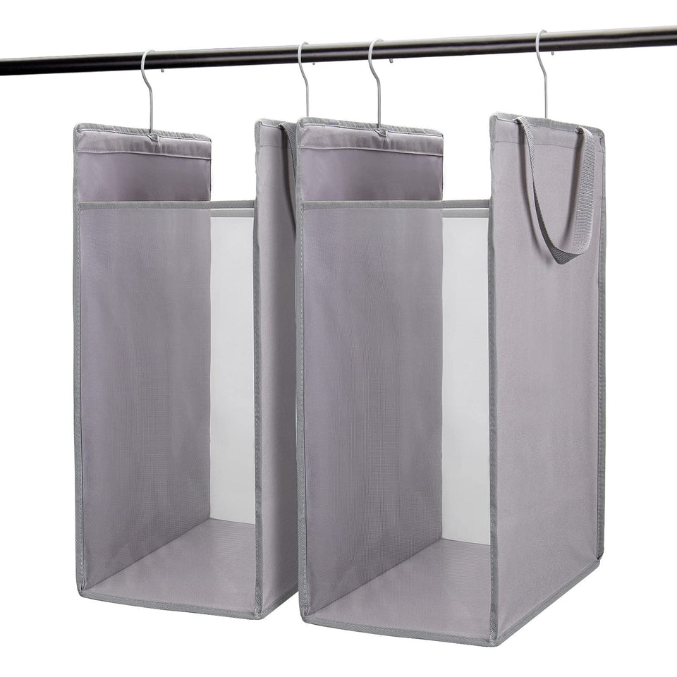 FENTEC hanging laundry hamper collapsed for compact storage in small spaces