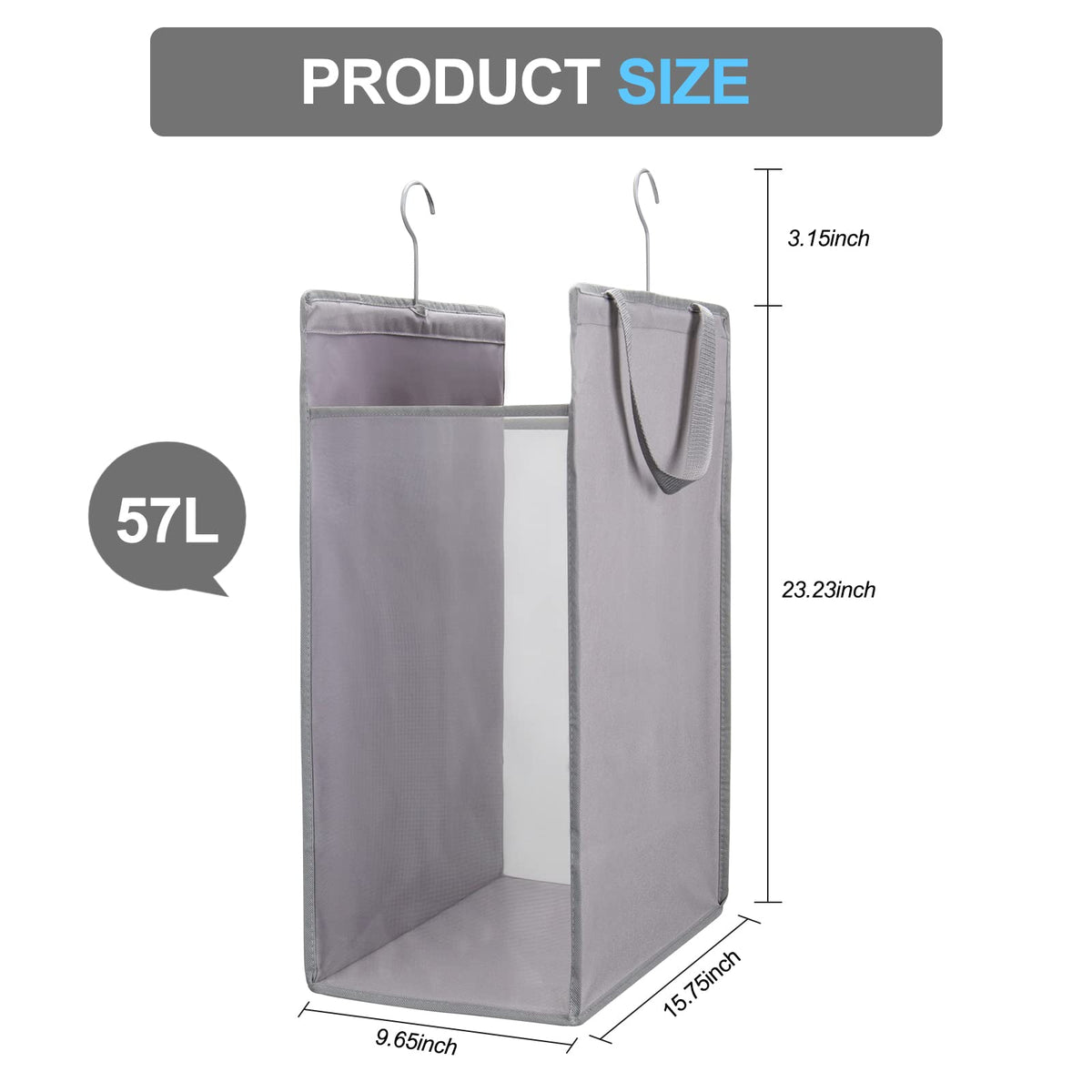 FENTEC hanging laundry hamper with sturdy handles for easy transport around the home