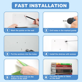 FENTEC invisible floating bookshelf with included mounting hardware