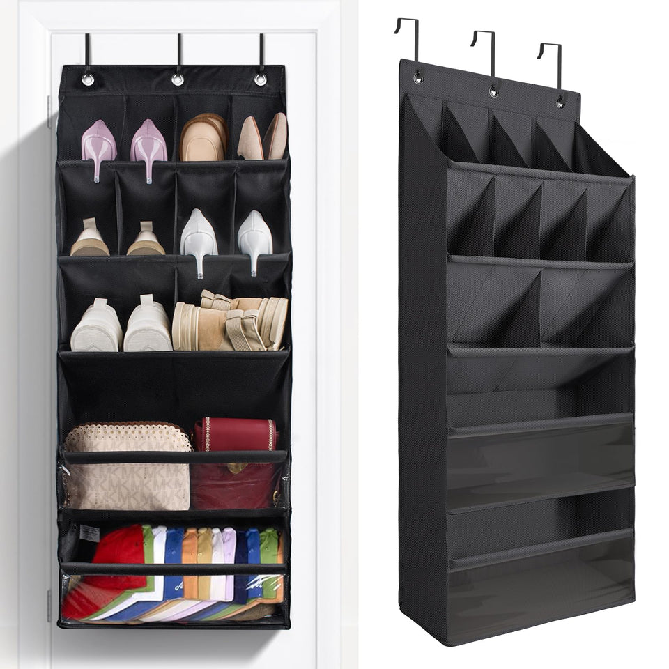 FENTEC over-the-door shoe organizer with 12 pockets for clutter-free closets.