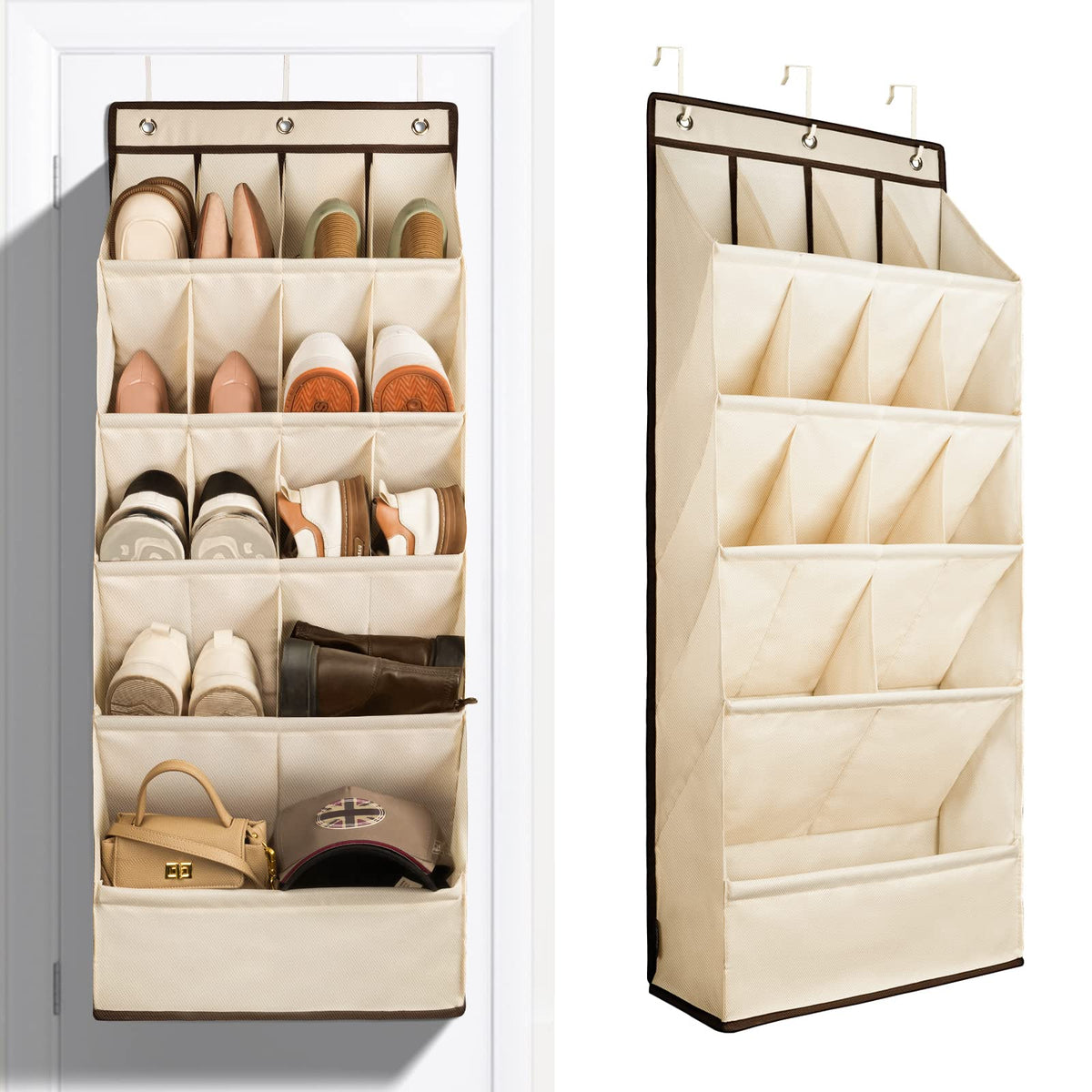 FENTEC over-the-door shoe organizer with 15 pockets for organized sneakers and boots.