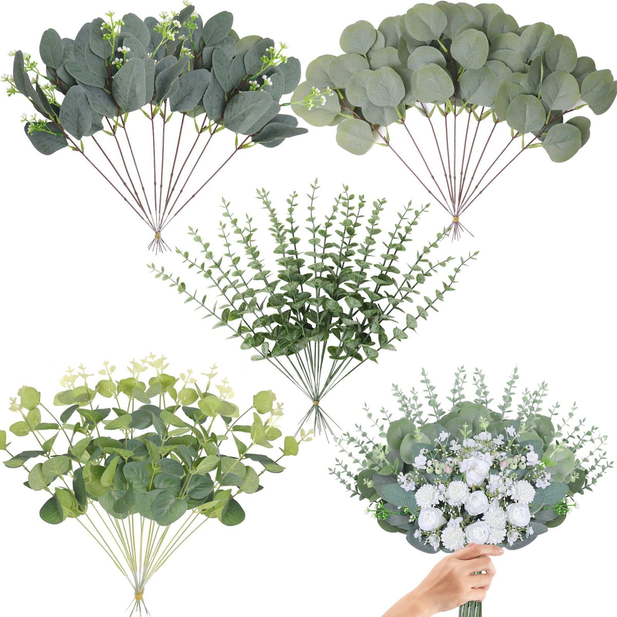 FENYUAN eucalyptus stems with silver dollar leaves for elegant wedding bouquets.