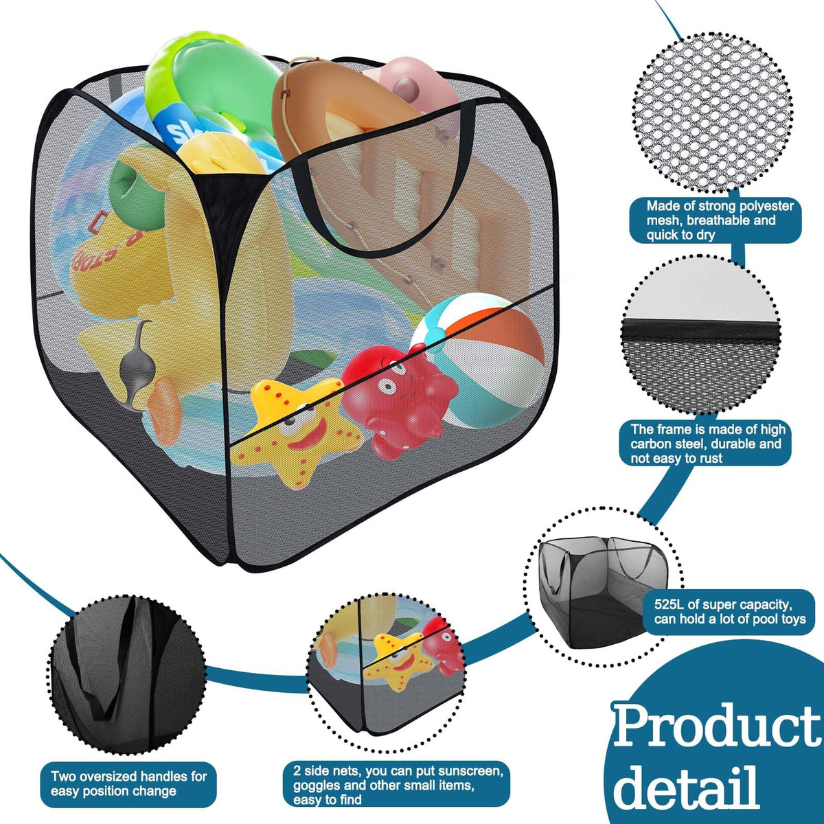 Feoang mesh breathable material dries quickly after pool time.