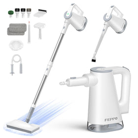 FEPPO steam mop folding action for easy storage and quick handheld transition.