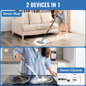 FEPPO handheld detachable steam cleaner in action for spot cleaning