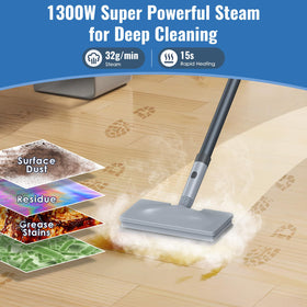 FEPPO steam mop heats up in 15 seconds for quick cleanup