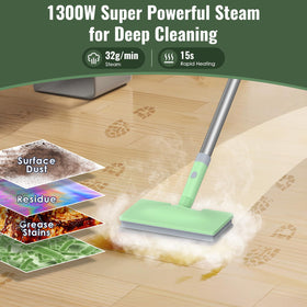 FEPPO steam mop heats up in 15 seconds for rapid cleaning.