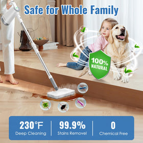 FEPPO high-temp steam up to 230°F loosens grime without harsh chemicals.
