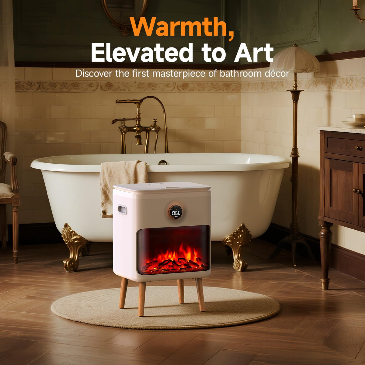 FEPPO Towel Warmer flame display adds spa like ambience to your bathroom.
