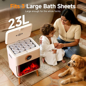 FEPPO Towel Warmer shows rapid heating for warm towels in minutes after shower.