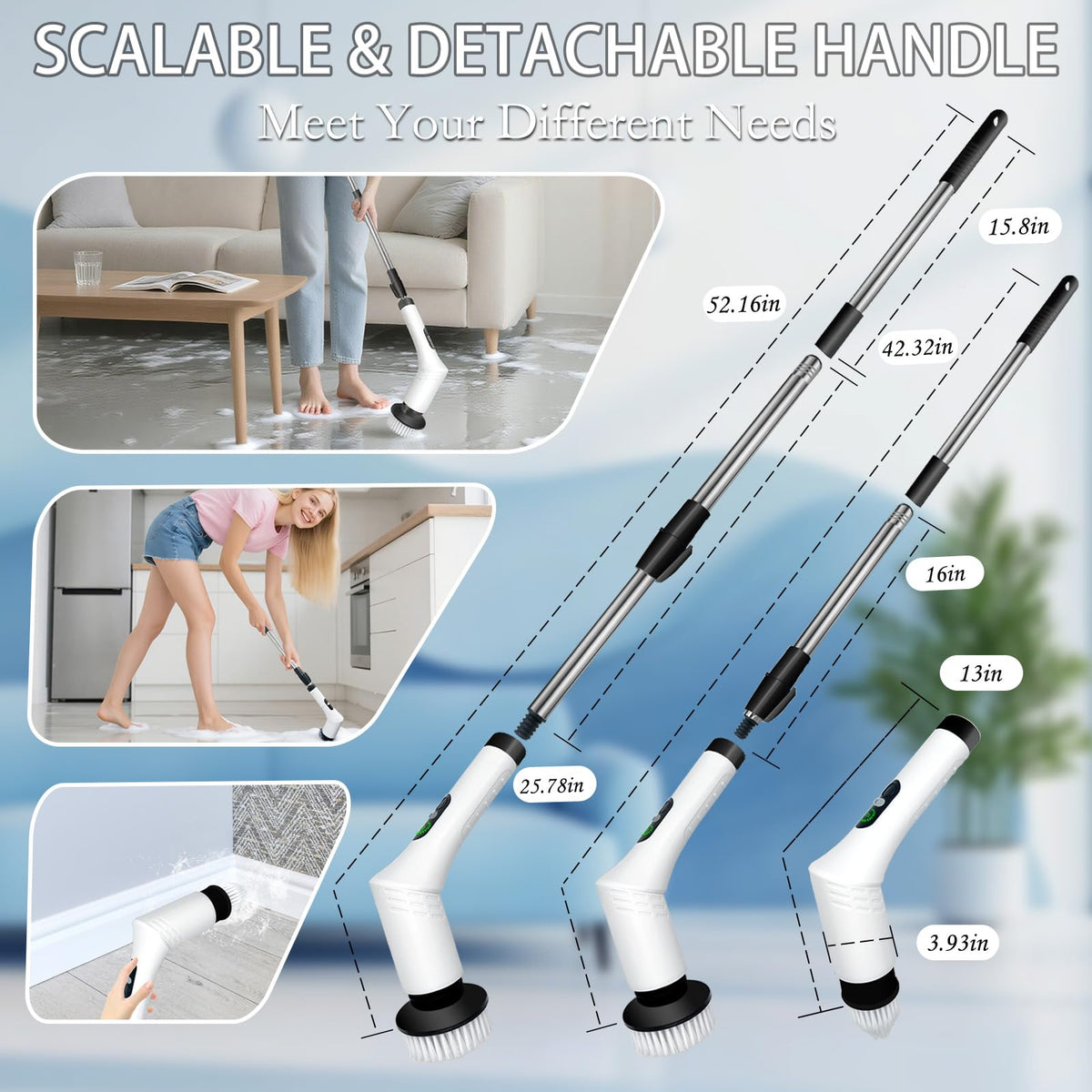 Ferbana Spin Scrubber LED display shows battery status.