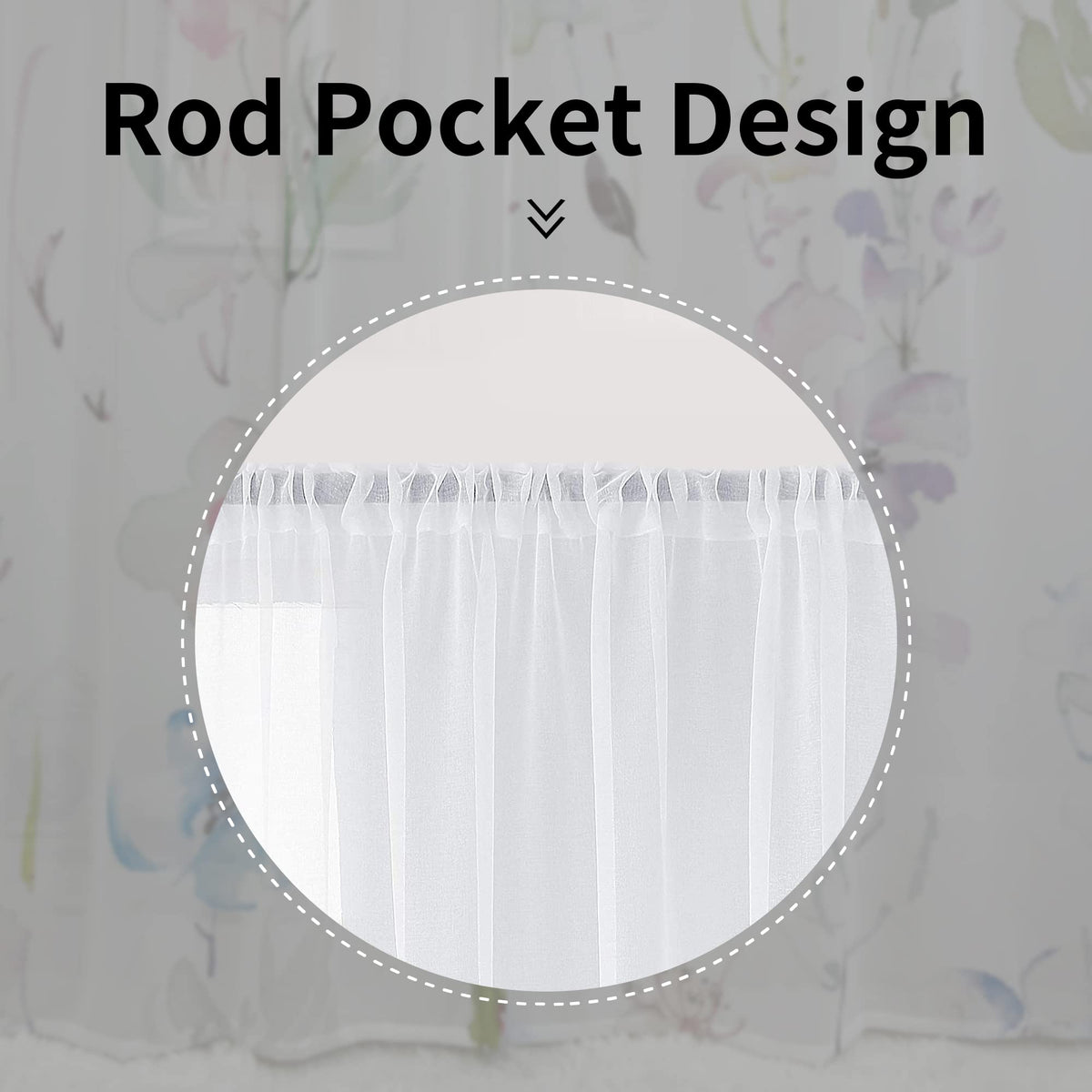 Fereyis sheer chiffon curtains with rod pockets for easy setup.