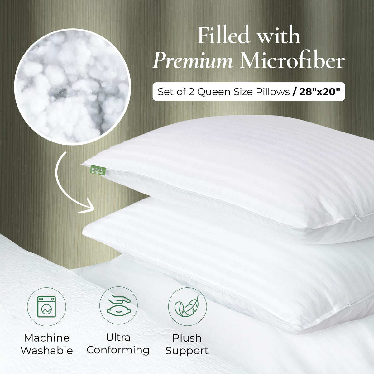Fern and Willow pillow with gel-infused fill showing cooling comfort
