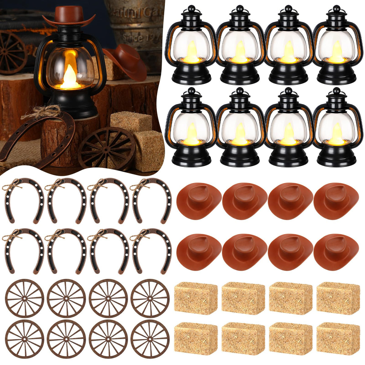 Ferraycle cowboy lantern LED for warm rustic table lighting