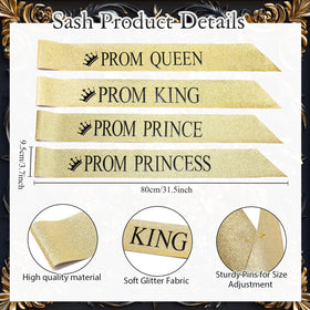 Ferreve alloy steel crowns and fabric sashes provide durable, reusable accessories.