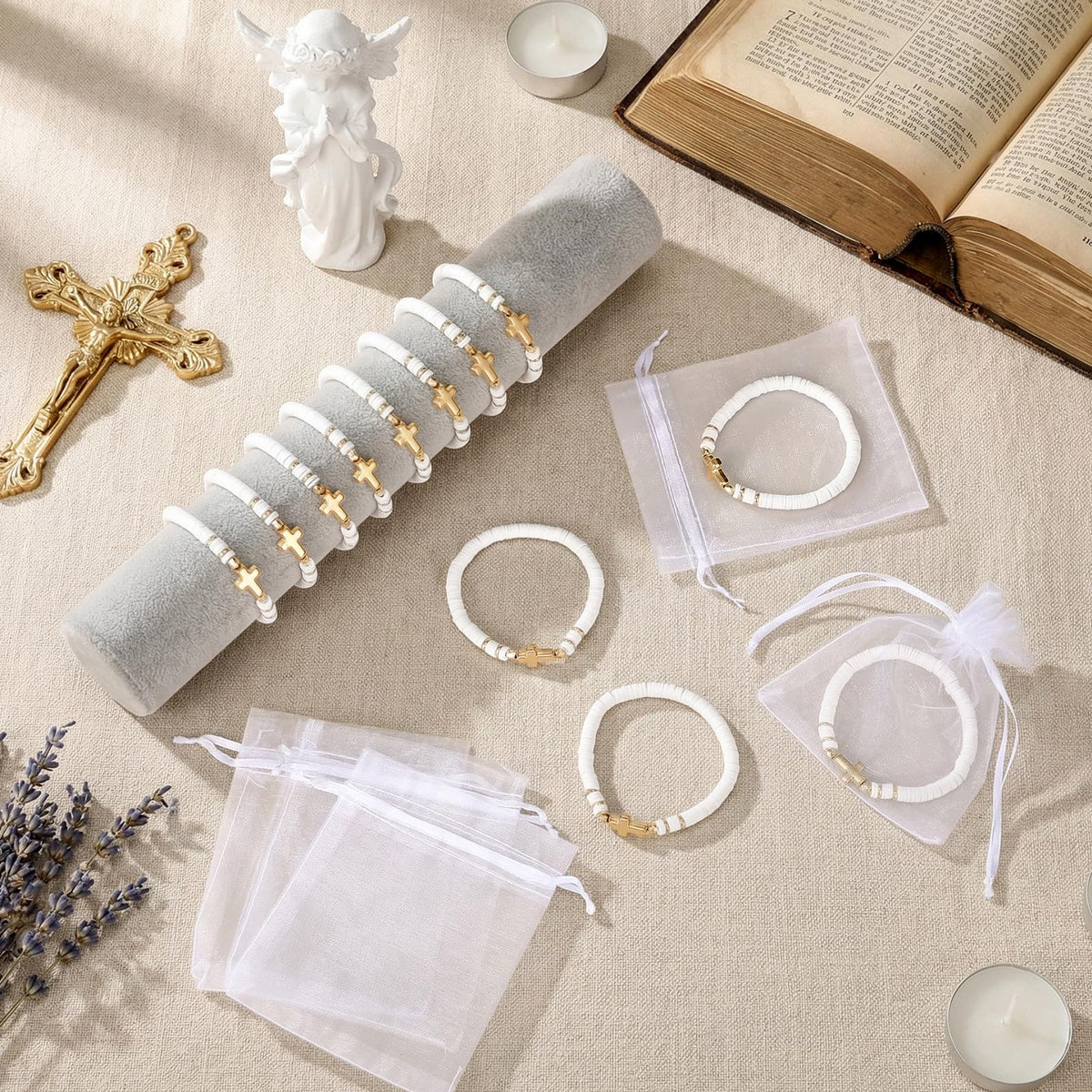 Ferreve bulk packaging organza bags ready for church gifts and celebrations.
