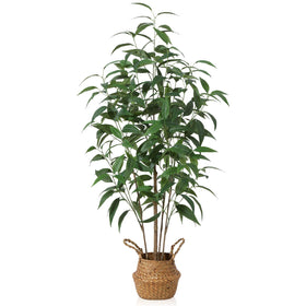 Ferrgoal artificial eucalyptus tree in black pot for balanced entryway decor