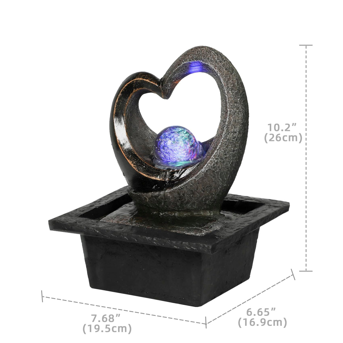 Ferrisland heart fountain with crystal ball adds modern elegance