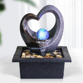 Ferrisland heart-shaped fountain with LED glow for tranquil décor