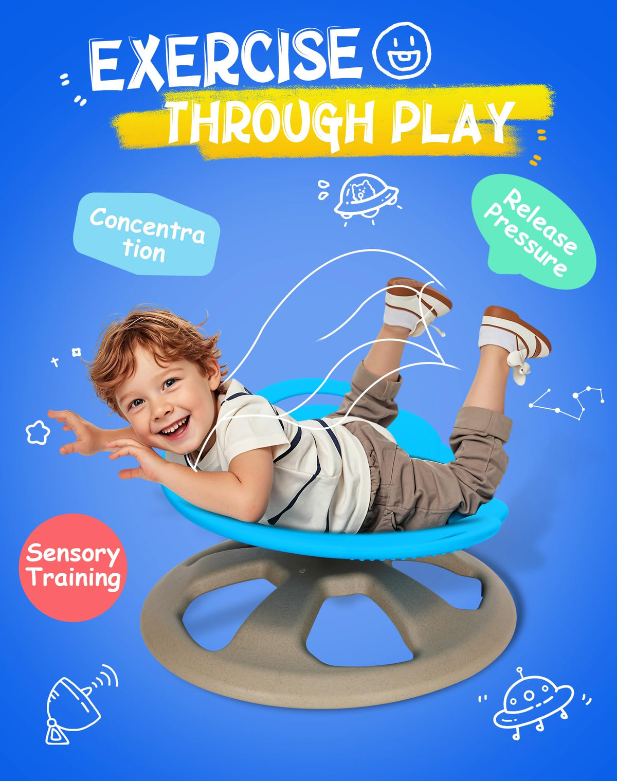 FERUERW anti-slip base enhances stability during quiet spinning sessions.