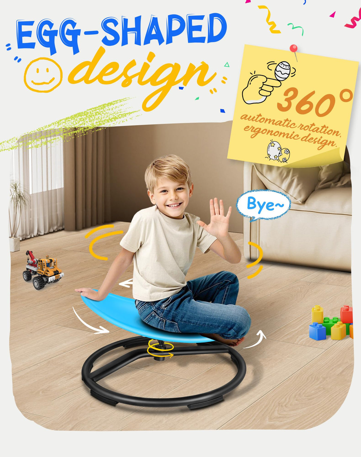 FERUERW Spinning Chair supports up to 100kg for sturdy play