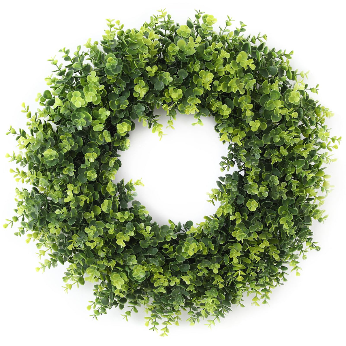 FestalMart 26-inch boxwood wreath with dense leaves for lush front-door appeal.