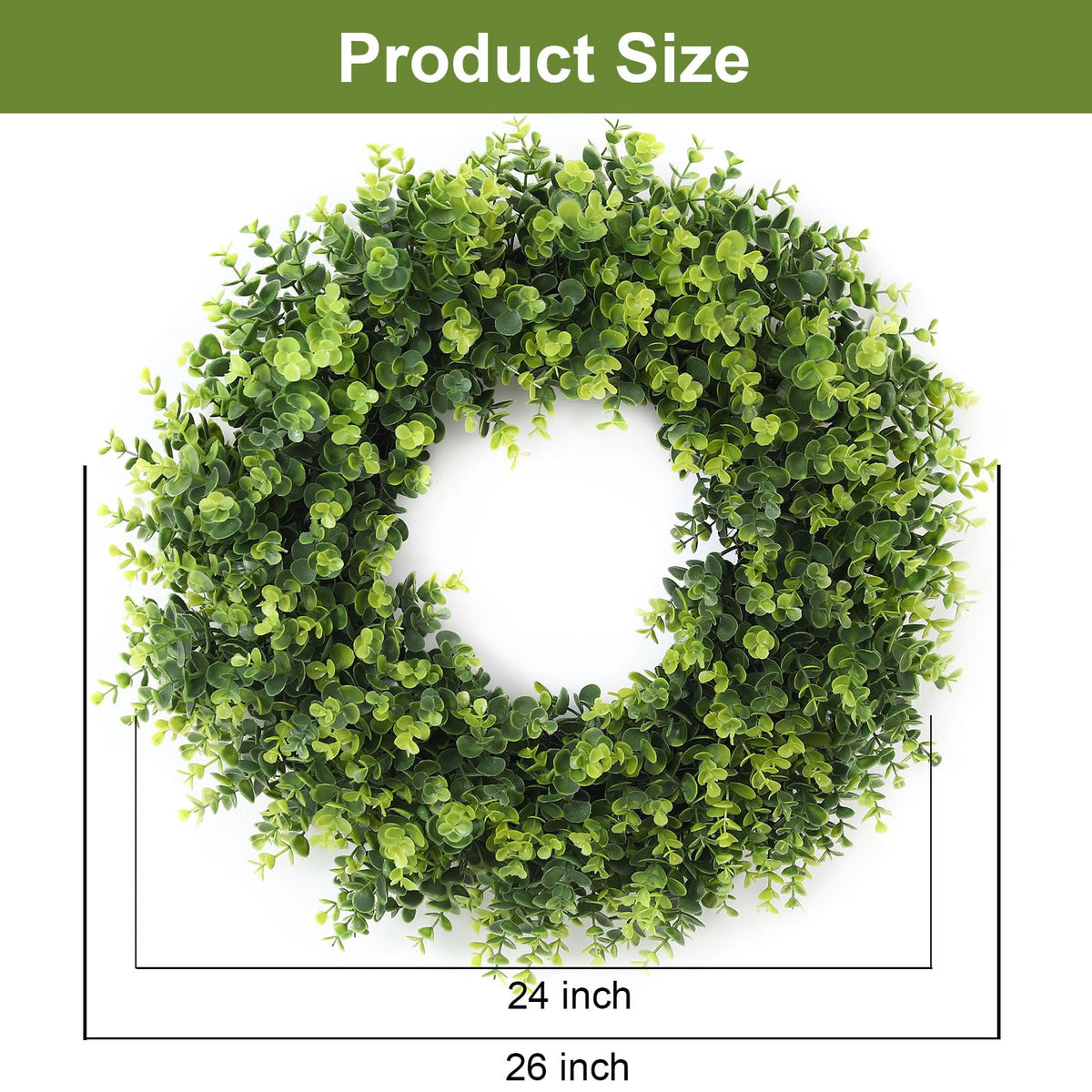FestalMart large boxwood wreath for outdoor porch or entryway display.