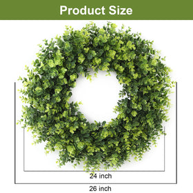FestalMart large boxwood wreath for outdoor porch or entryway display.