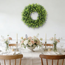 FestalMart large 26-inch boxwood wreath enhances porch or entry visibility.