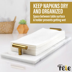 Fete bathroom napkin tray keeps disposable towels neatly arranged on vanity