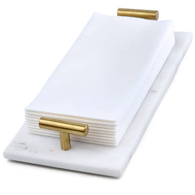 Fete guest towel holder tray in white marble for clean bathroom organization