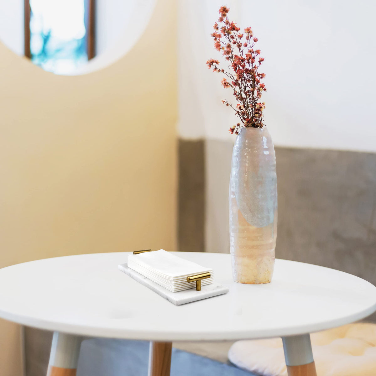Fete versatile towel tray for bathroom or kitchen space-saving design