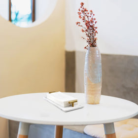 Fete versatile towel tray for bathroom or kitchen space-saving design