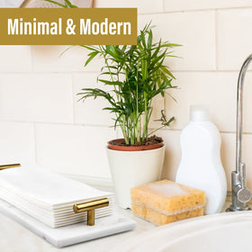 Fete white marble counter décor for bathroom style and organization