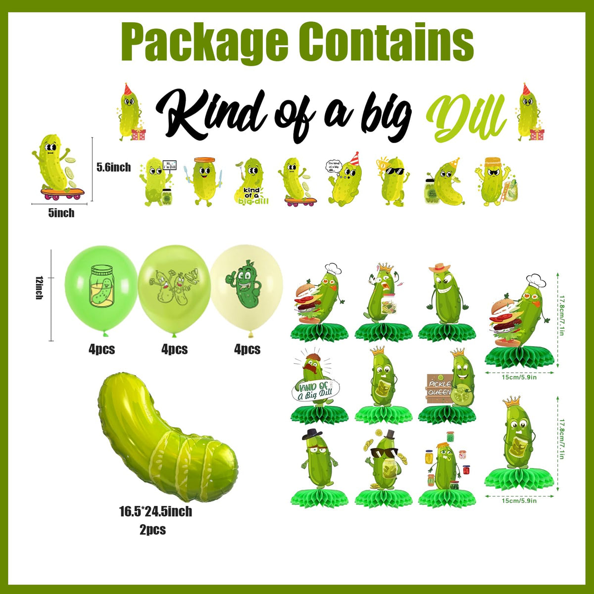Fêteclairre green latex balloons provide vibrant, durable color for a dill-themed party.