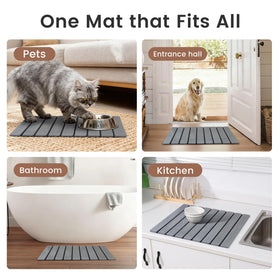 Fetriwer bathroom scene gray mat near tub, quick-dry and absorbent.