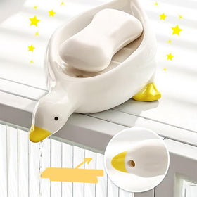 Fewile duck soap dish drain hole prevents soggy soap and water puddles.