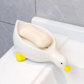 Fewile top view duck soap dish showcases elegant glaze and design.