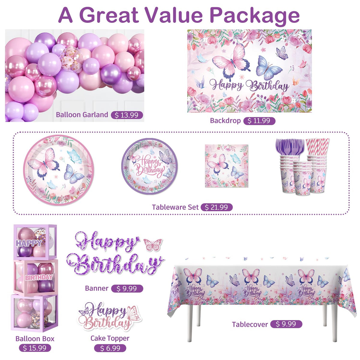 Fexivo butterfly-themed backdrop enhances party decor and photo friendly space.