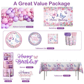 Fexivo butterfly-themed backdrop enhances party decor and photo friendly space.
