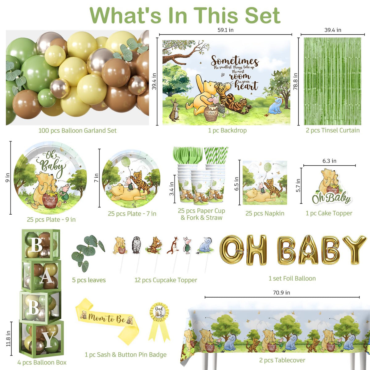 Fexivo classic bear backdrop sets vintage Pooh party scene