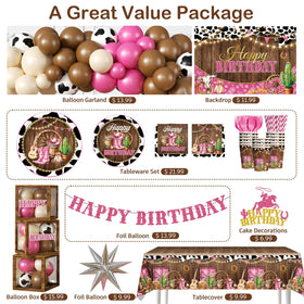 Fexivo cowgirl balloon boxes provide playful accents for table displays.