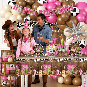 Fexivo cowgirl tablecloth adds cohesive color and water resistance to the setup.