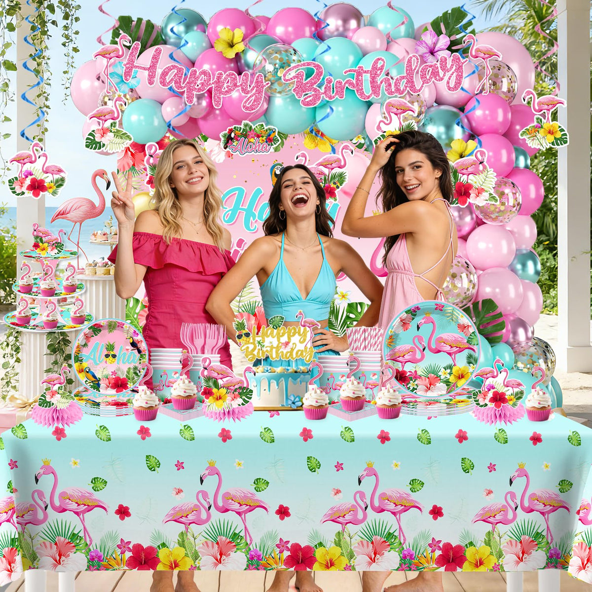 Fexivo flamingo backdrop creates a colorful, ready-to-shoot party stage