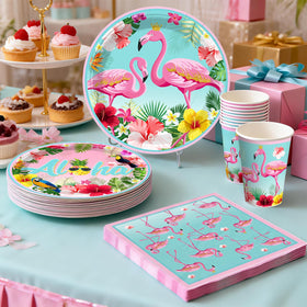 Fexivo flamingo tablecloths keep surfaces clean during the party