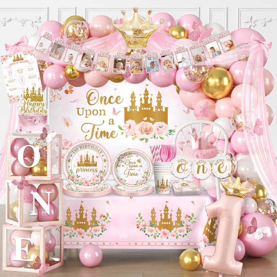 Fexivo once upon a time backdrop frames a fairy-tale party scene for photos